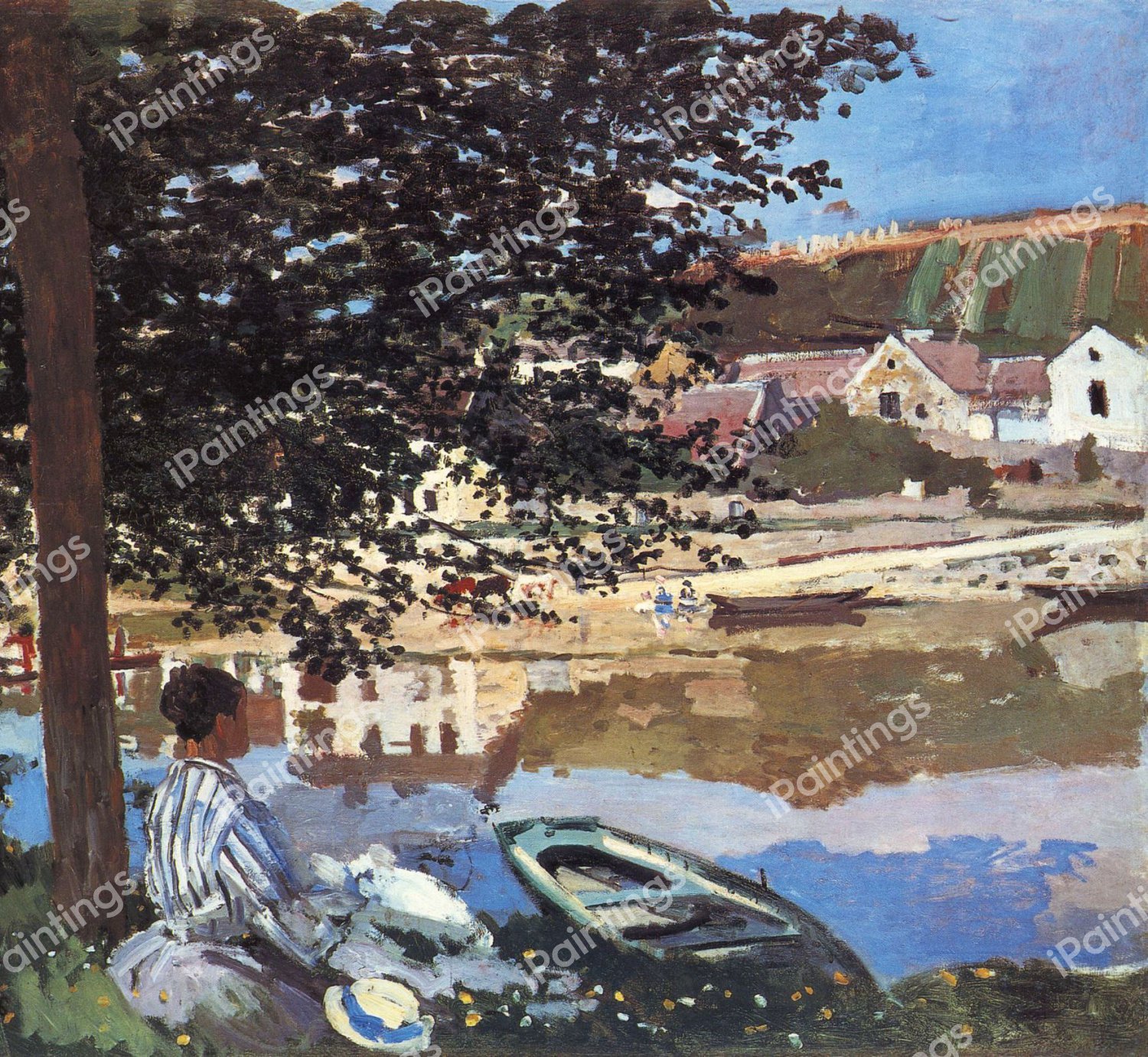 River Scene at Bennecourt. The painting by Claude Monet