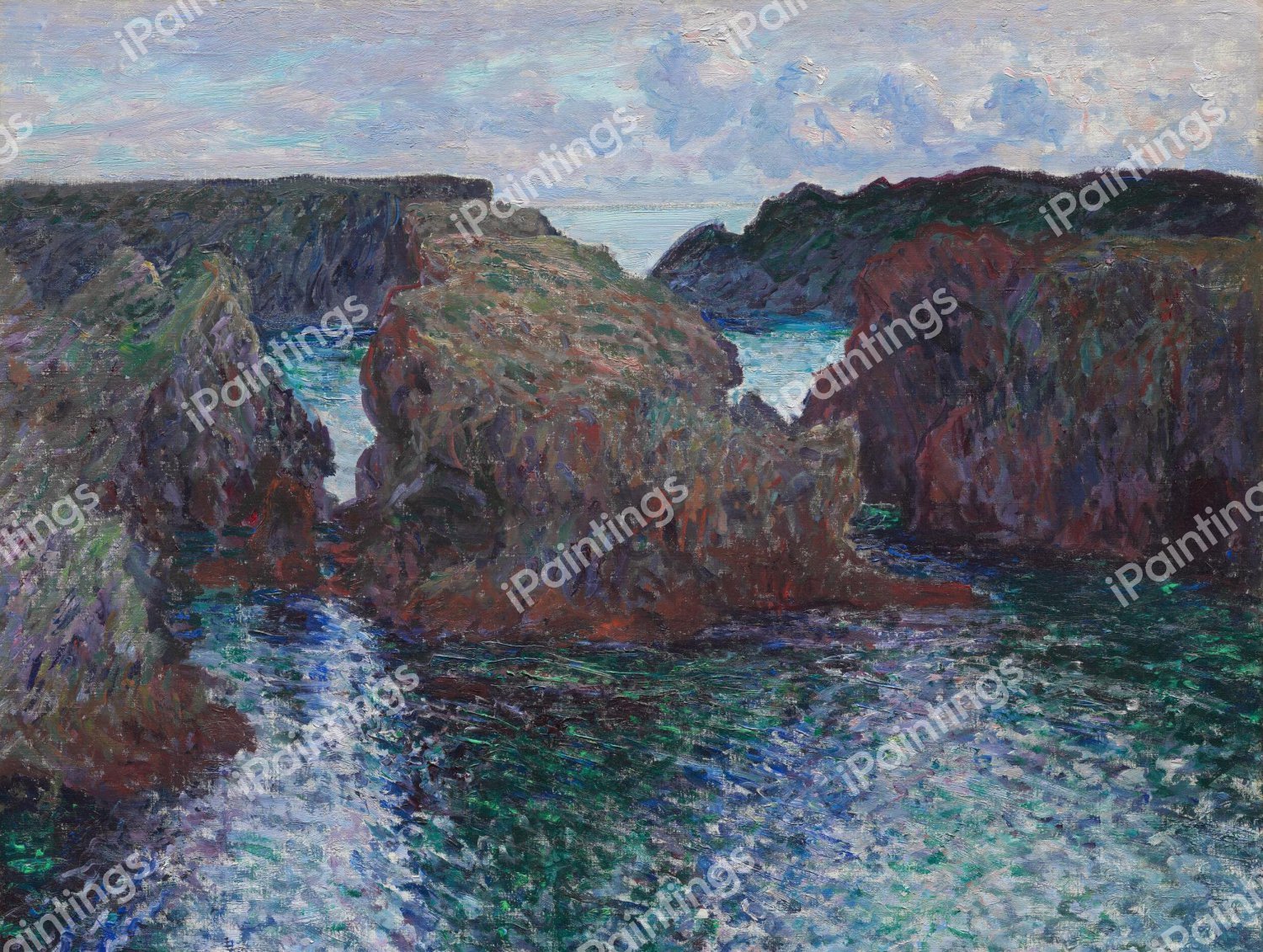 Rocks At Port-Goulphar II, Belle-Ile. The painting by Claude Monet
