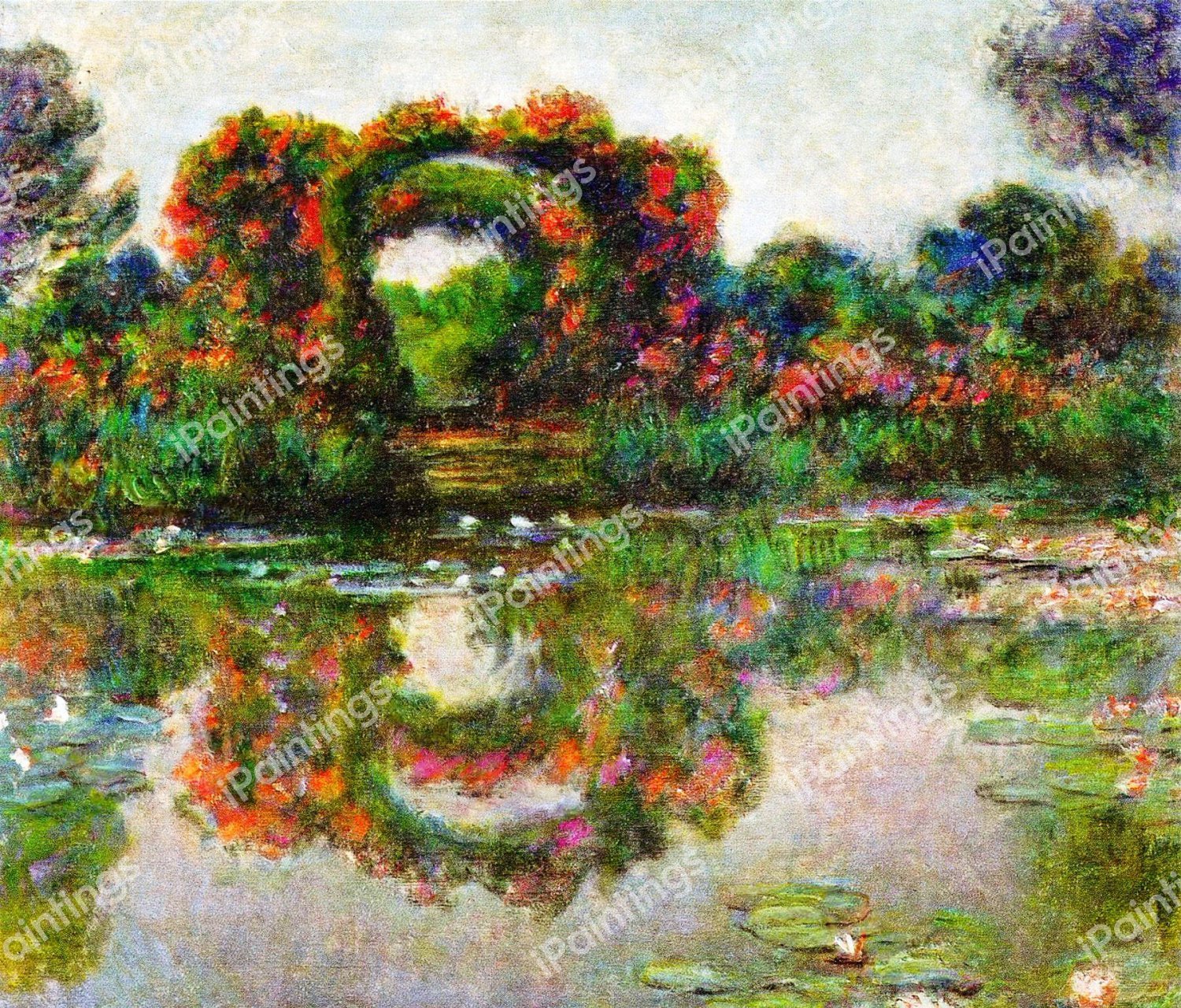 Rose Flowered Arches at Giverny. The painting by Claude Monet