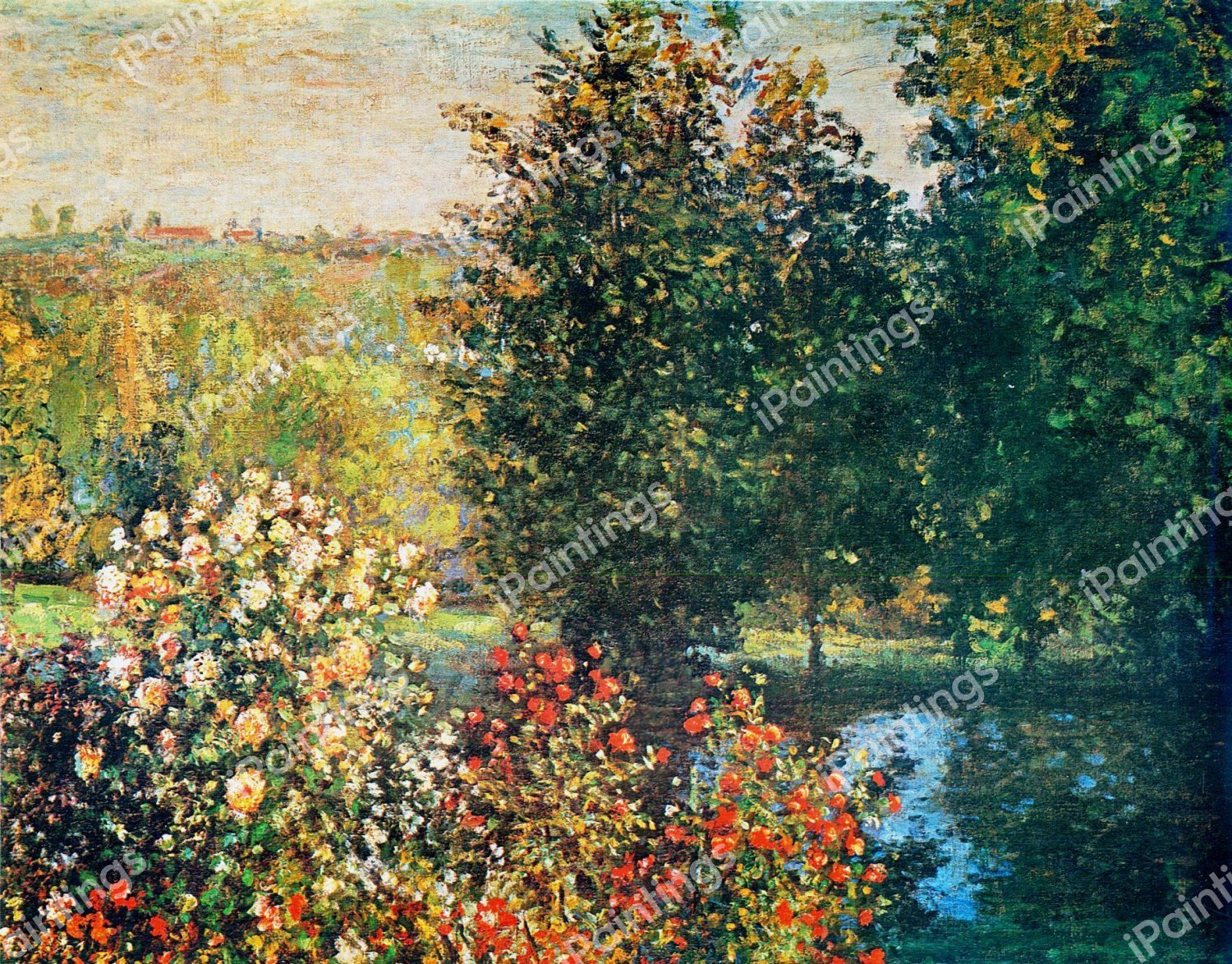 Roses in the Hoshede's Garden at Montgeron. The painting by Claude Monet