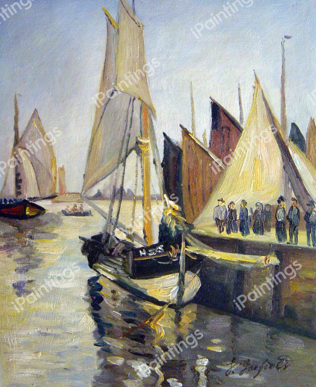 Sailing Boats At Honfleur. The painting by Claude Monet
