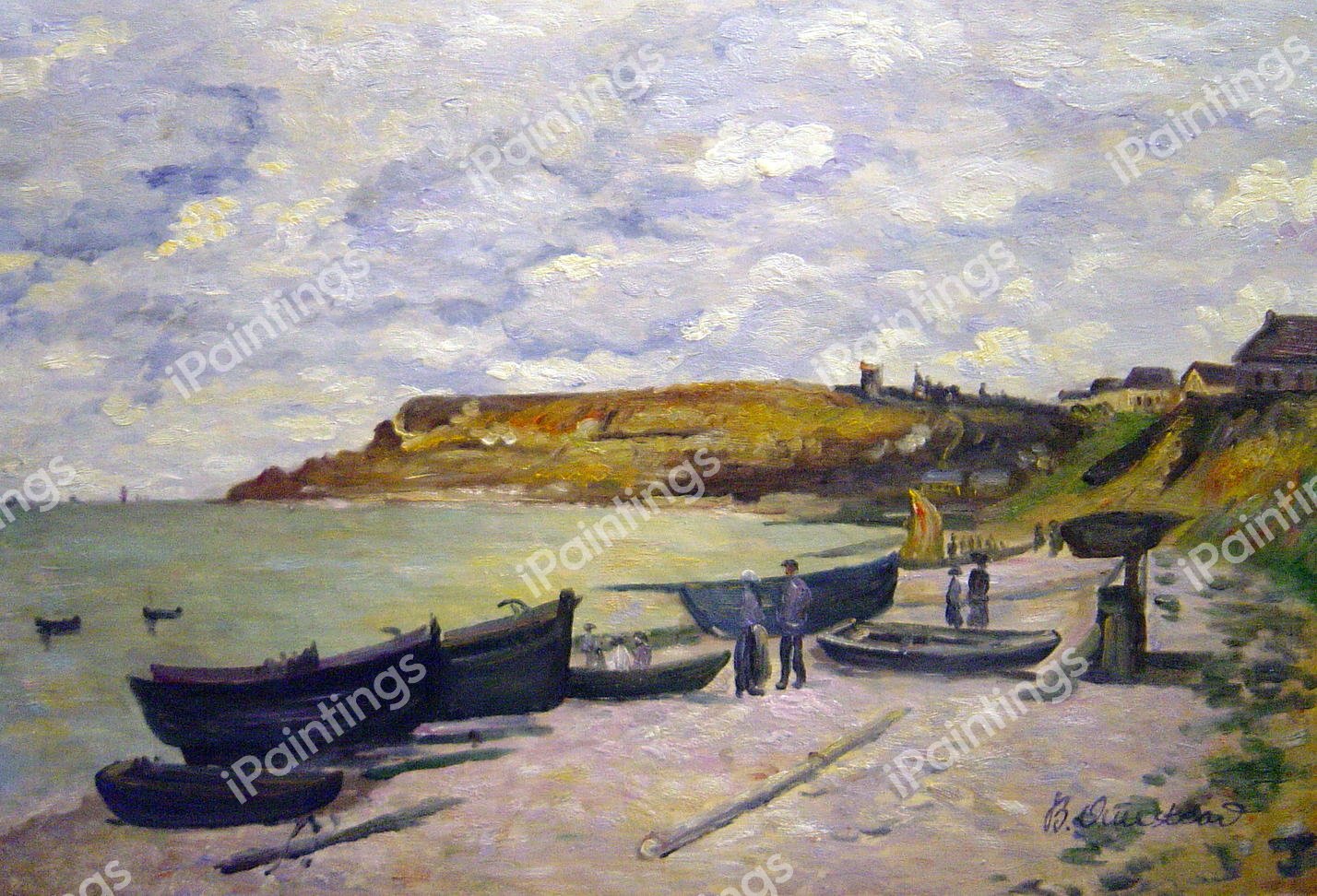 Sainte-Adresse, Fishing Boats On The Shore. The painting by Claude Monet