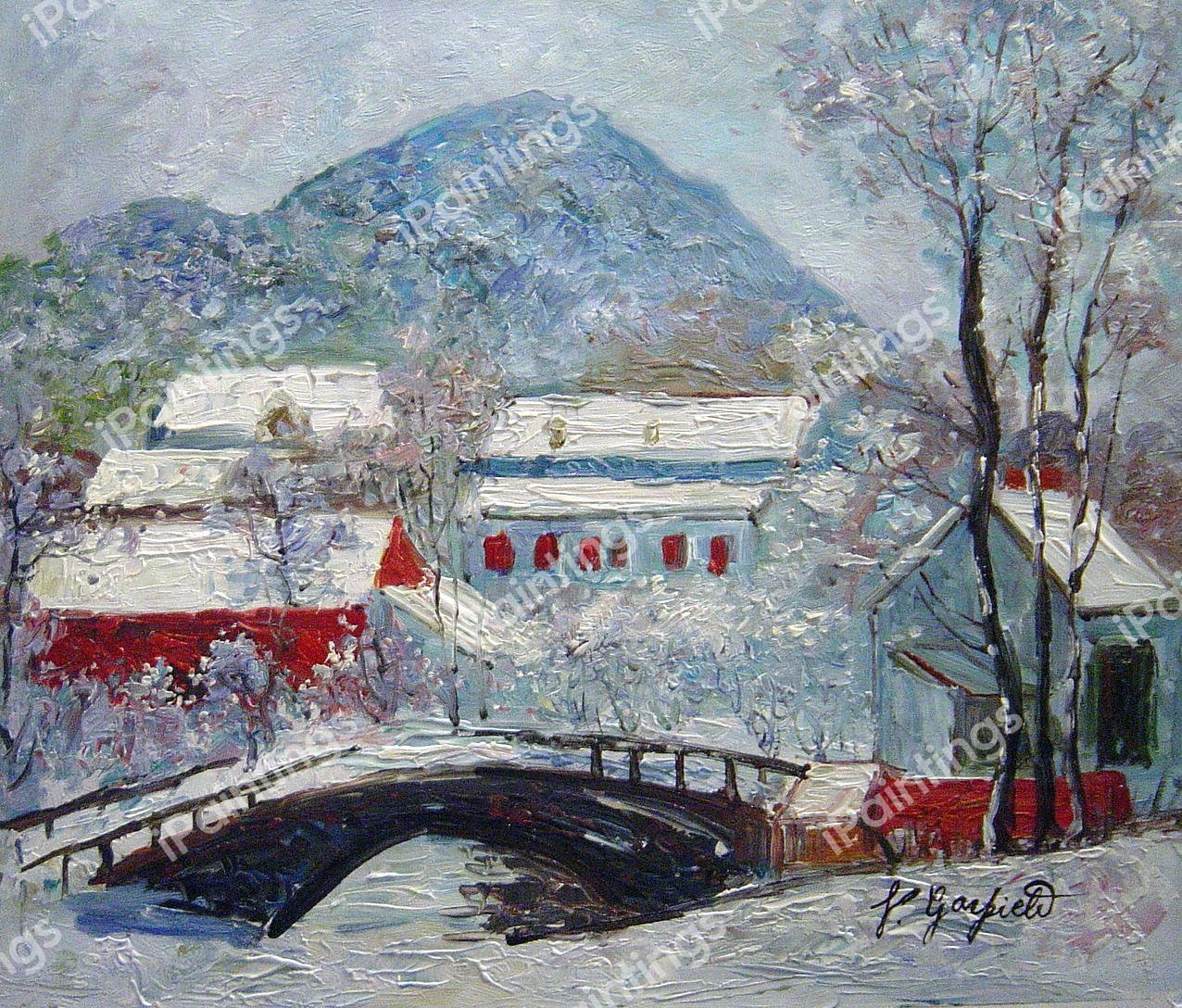 Sandviken Village In The Snow. The painting by Claude Monet