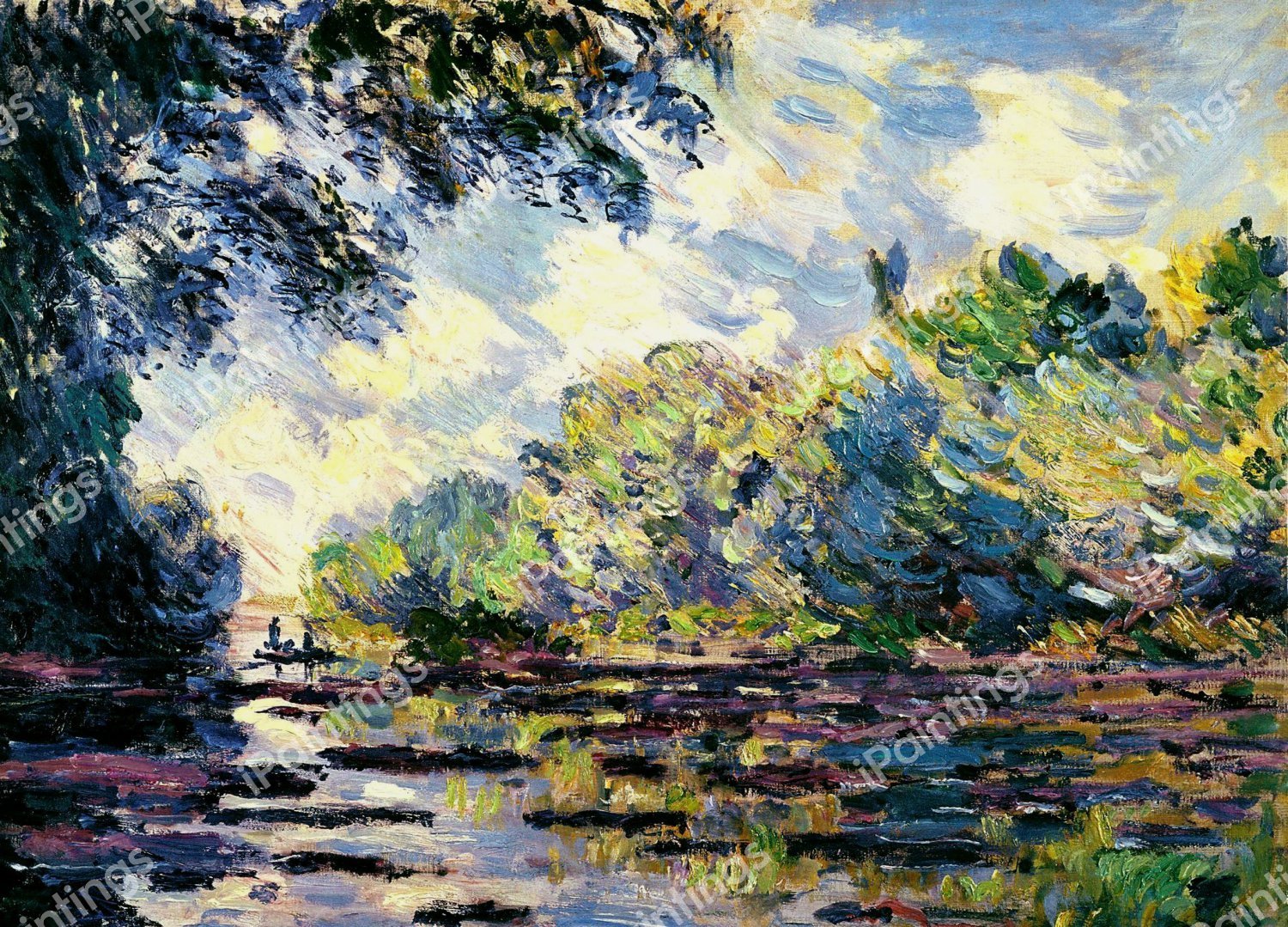 Section of the Seine, near Giverny. The painting by Claude Monet