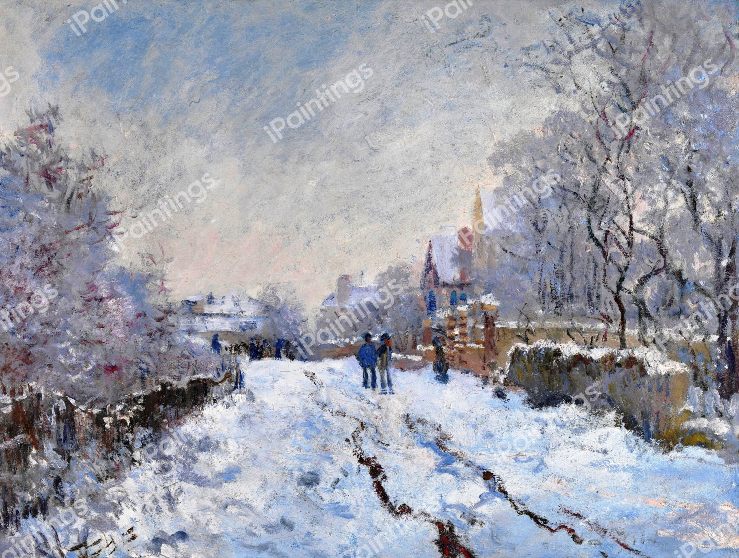 Snow at Argenteuil. The painting by Claude Monet