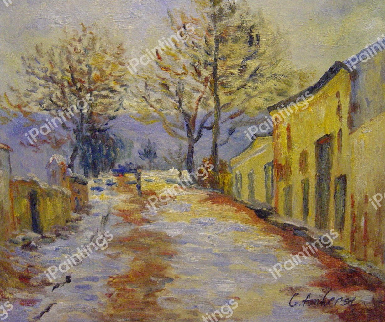 Snow Effect At Limetz. The painting by Claude Monet