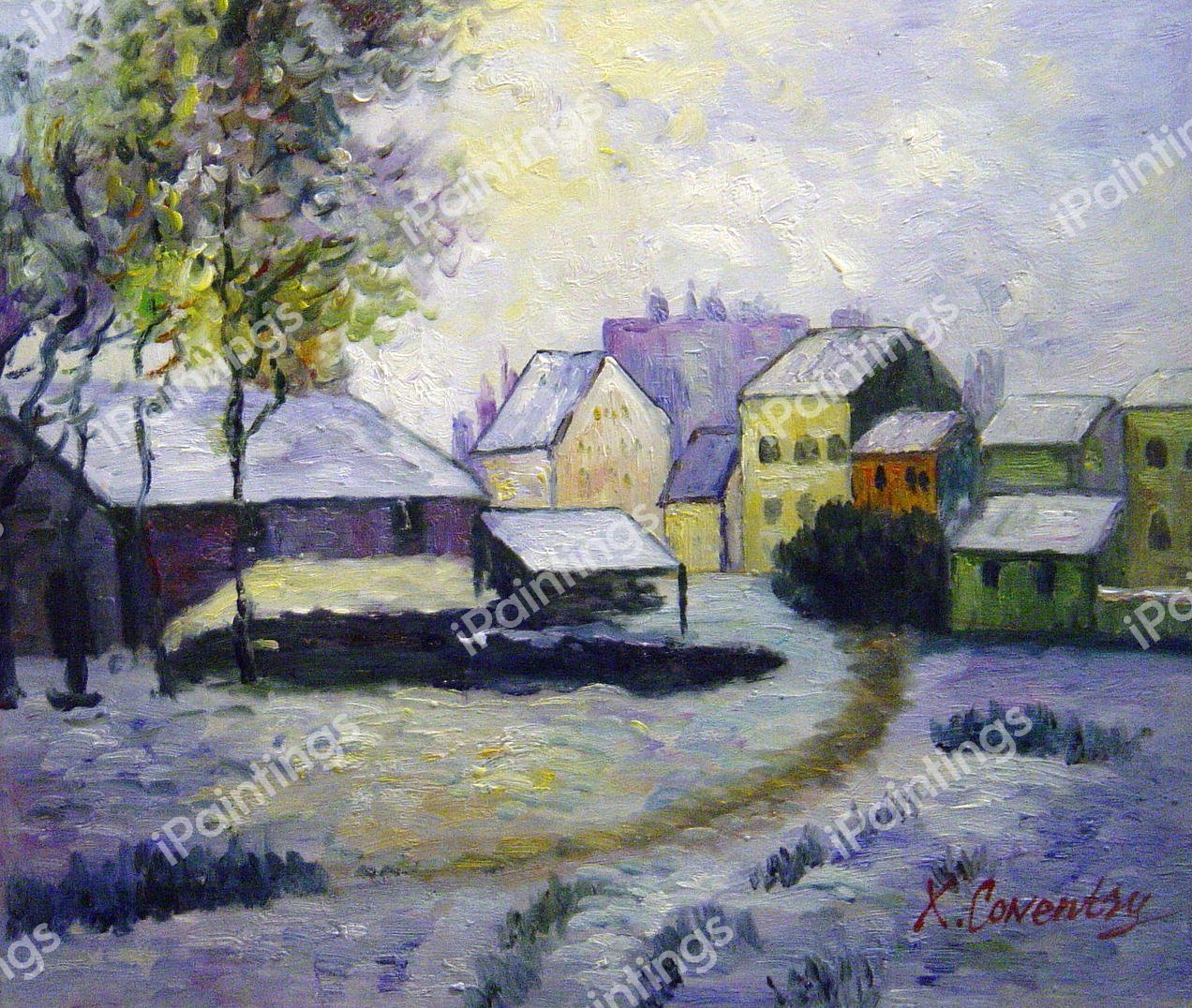 Snow Effect With Setting Sun. The painting by Claude Monet