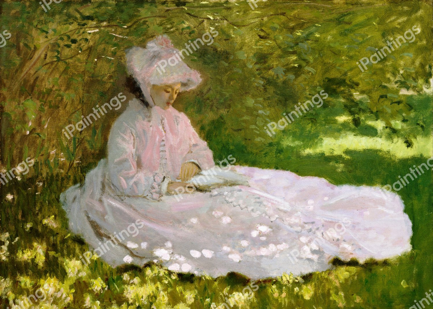 Springtime (Woman Reading). The painting by Claude Monet
