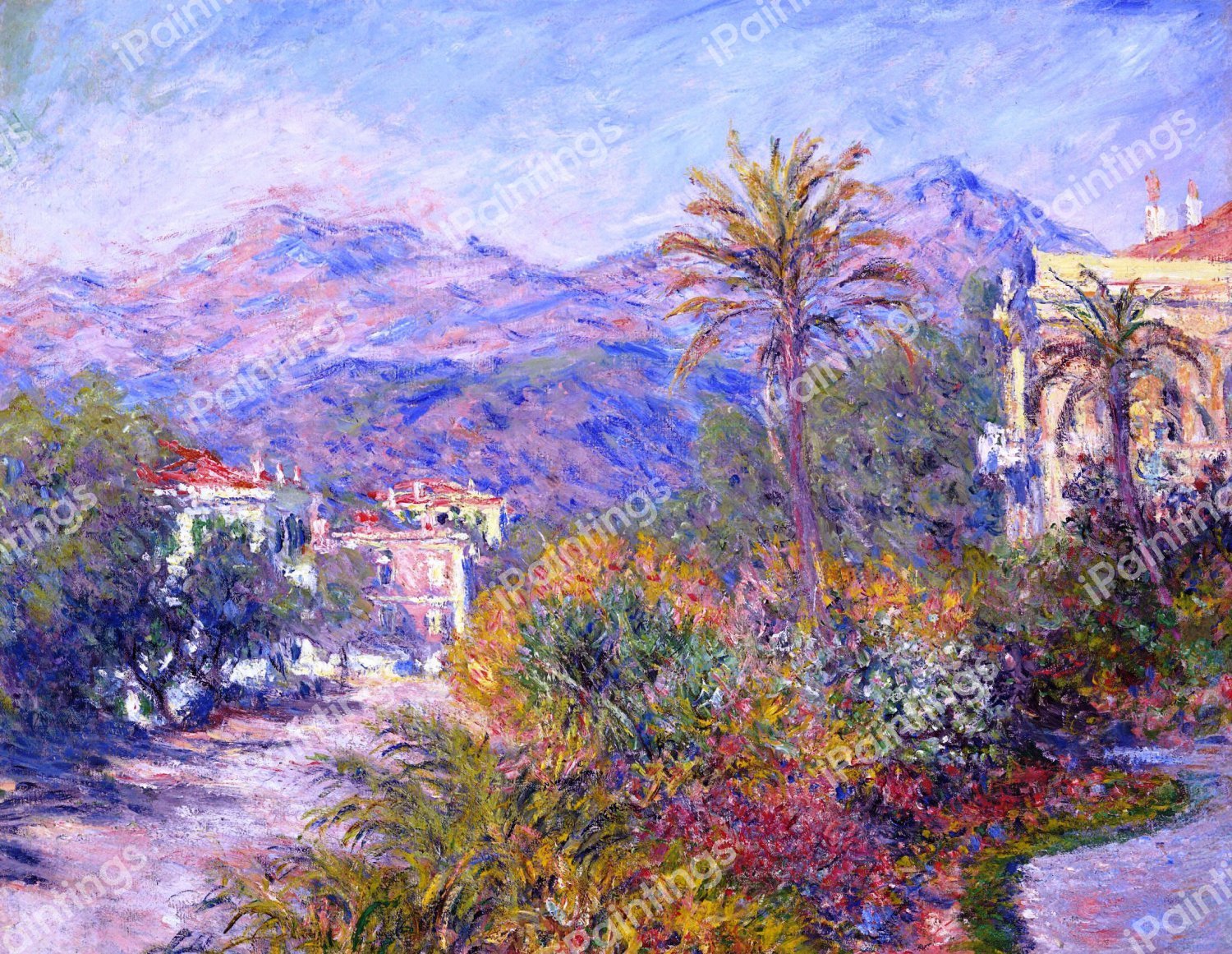 Strada Romada in Bordighera. The painting by Claude Monet