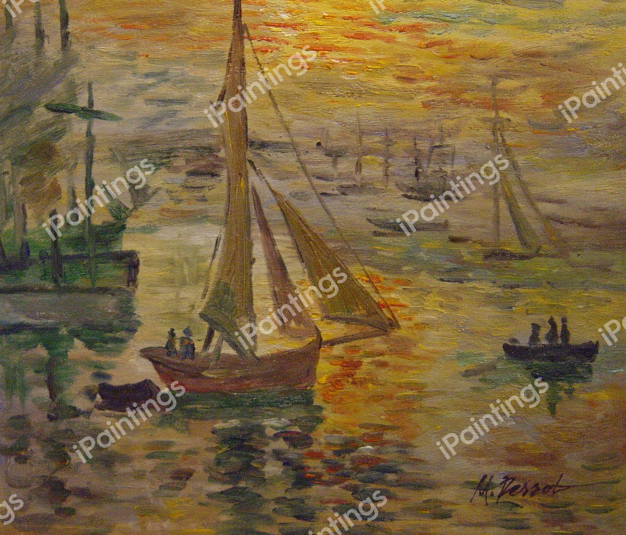 Sunrise Seascape. The painting by Claude Monet