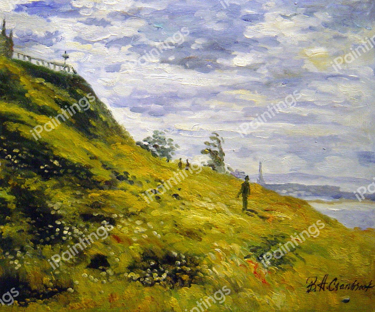 Taking A Walk On The Cliffs Of Sainte-Adresse. The painting by Claude Monet