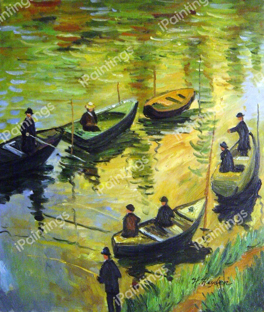 The Anglers On The Seine At Poissy. The painting by Claude Monet