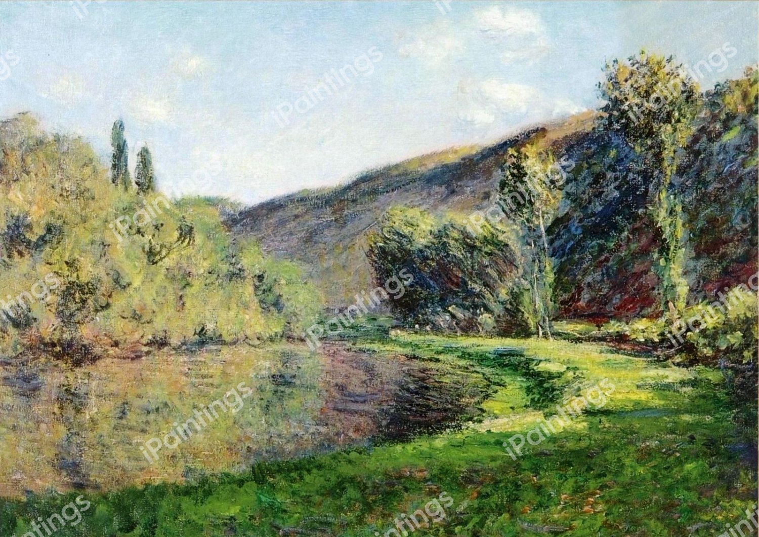The Arm of the Seine at Jeufosse, Afternoon. The painting by Claude Monet