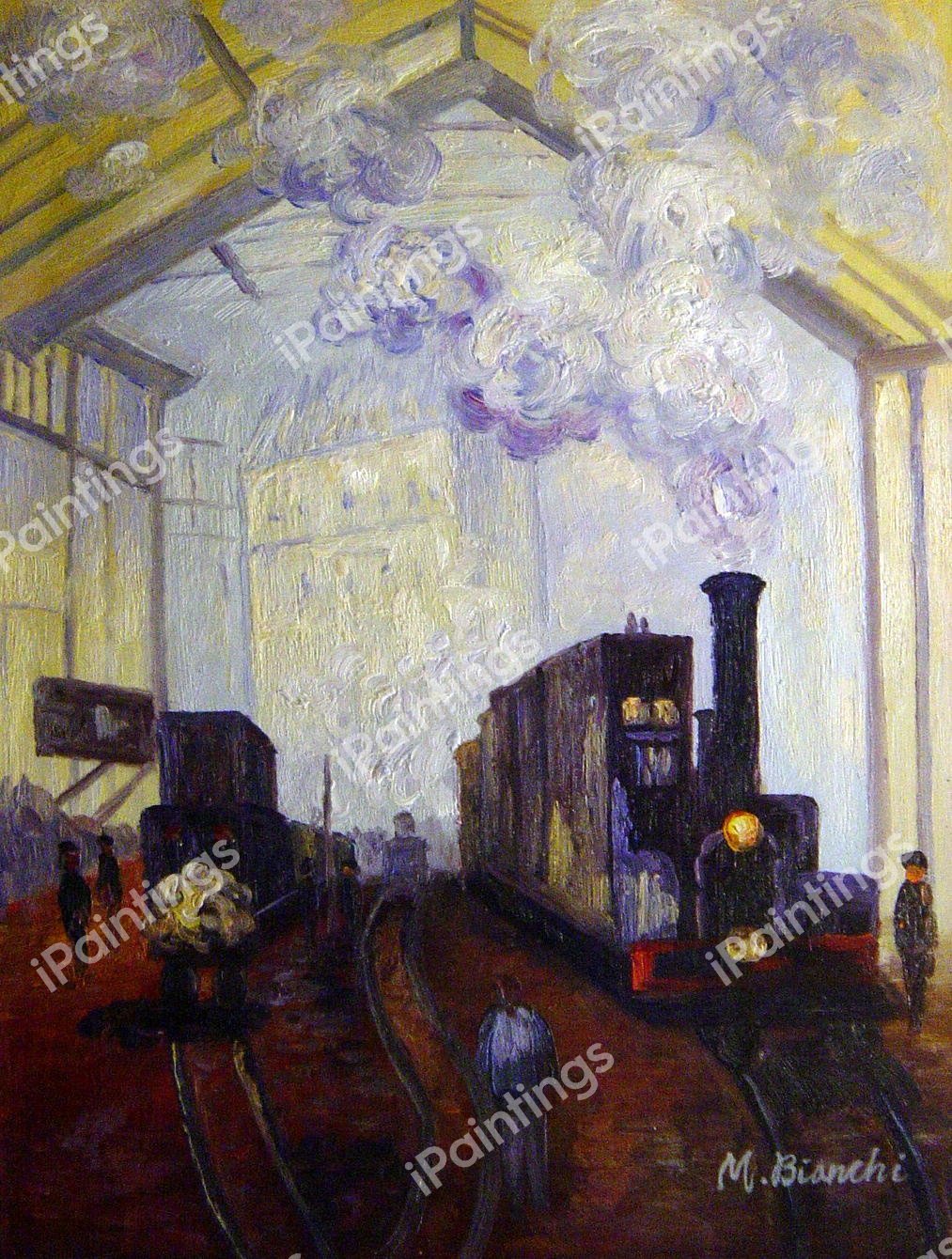 The Arrival At Saint-Lazare Station. The painting by Claude Monet