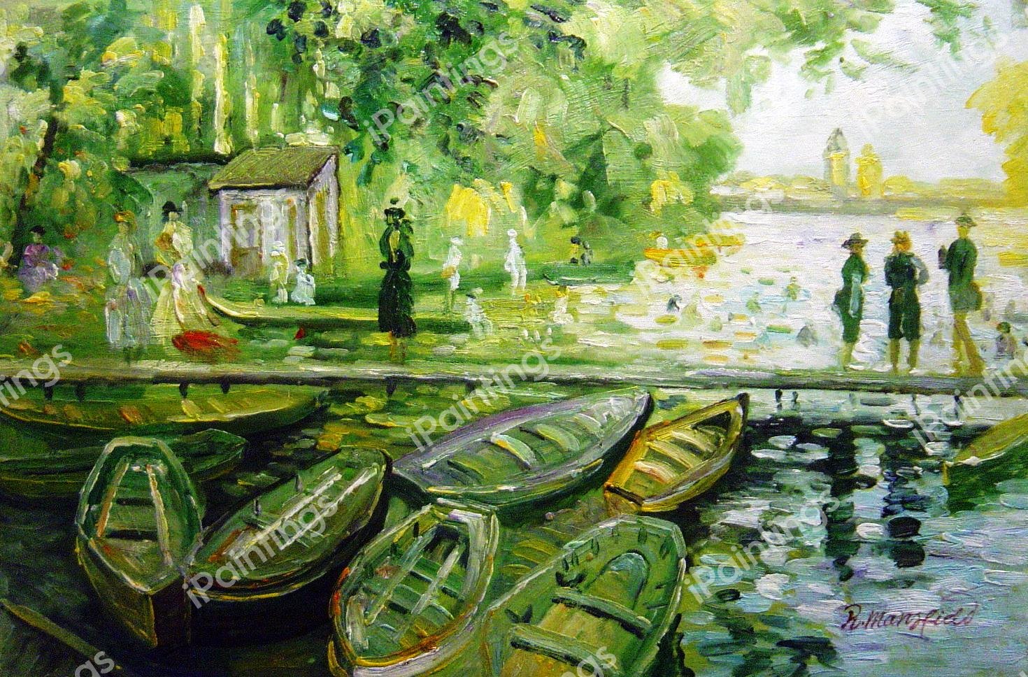 The Bathing At La Grenouillere. The painting by Claude Monet