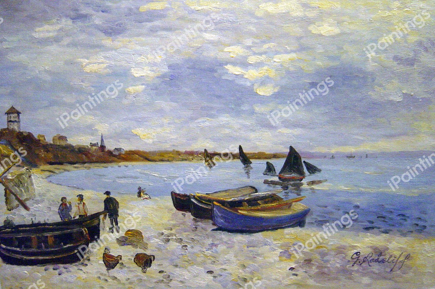 The Beach At Sainte-Adresse. The painting by Claude Monet