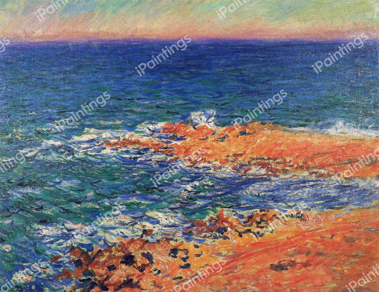 The Big Blue Sea in Antibes. The painting by Claude Monet