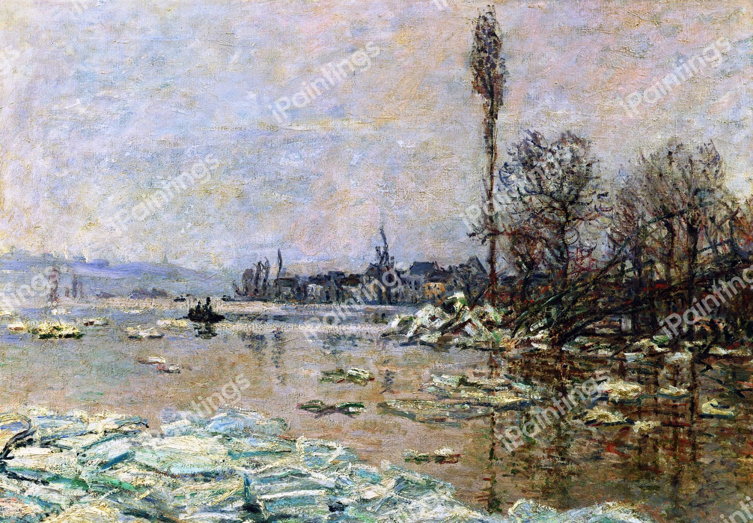 The Breakup of Ice. The painting by Claude Monet