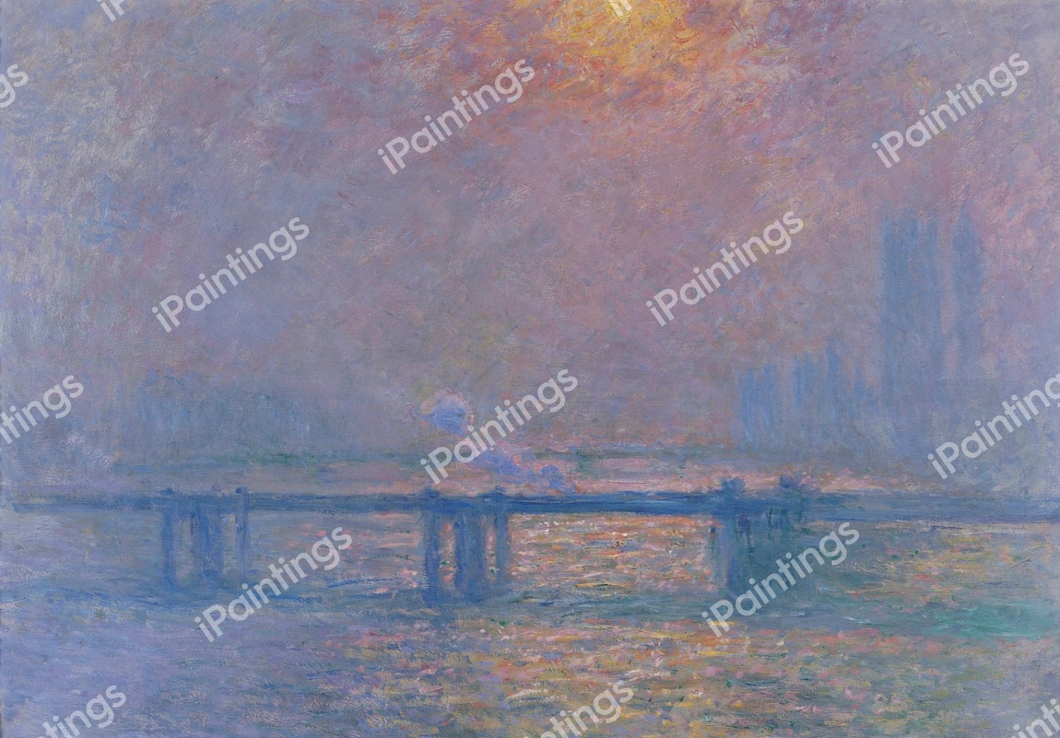 The Charing Cross Bridge, the Thames. The painting by Claude Monet