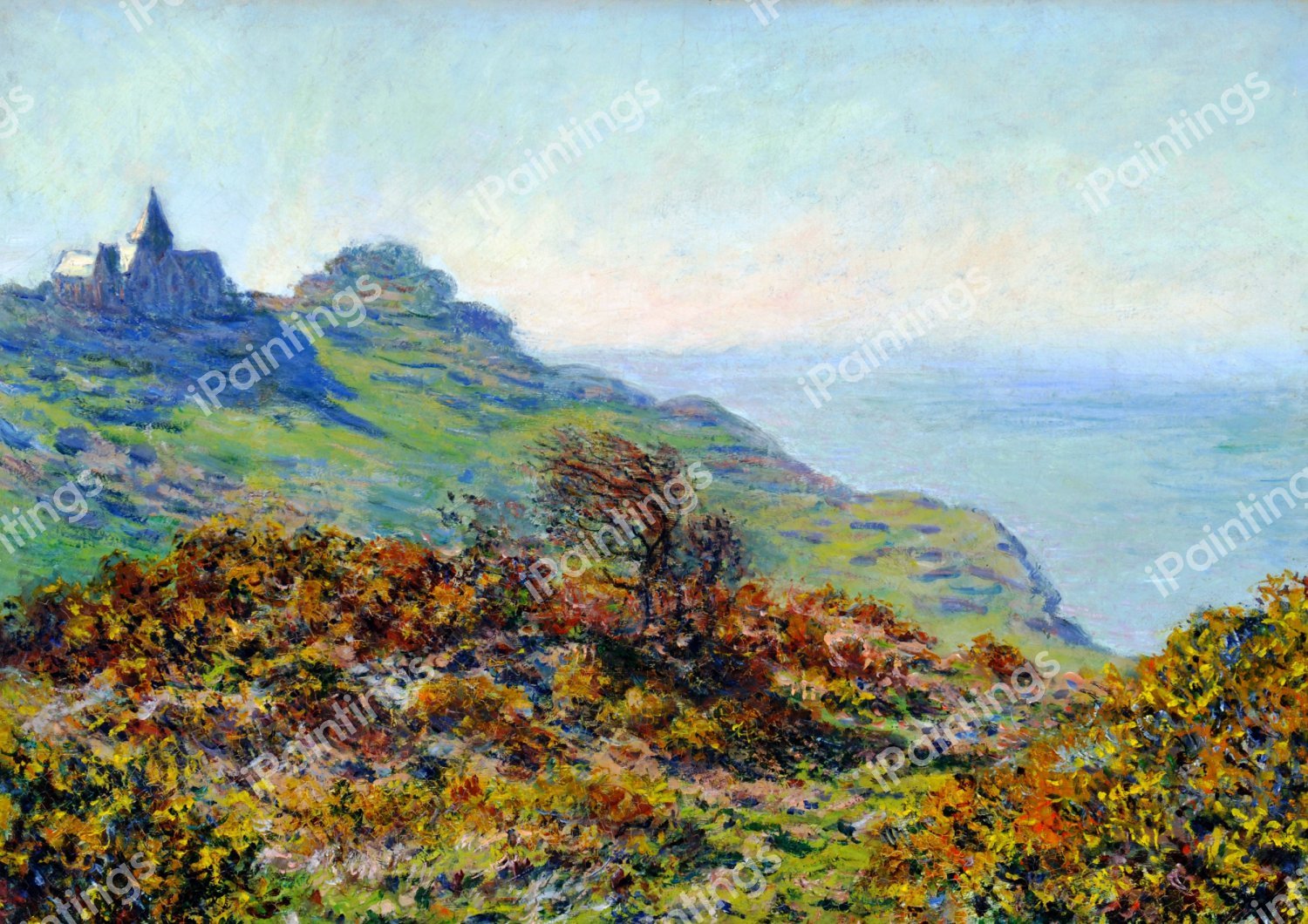 The Church at Varengeville and the Gorge of Les Moutiers. The painting by Claude Monet