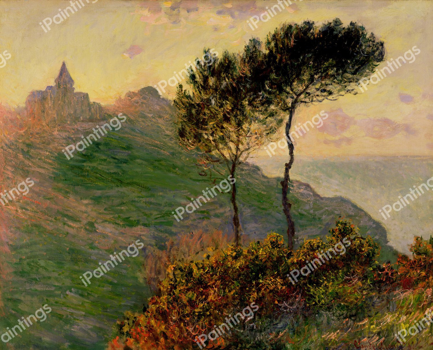 The Church at Varengeville. The painting by Claude Monet