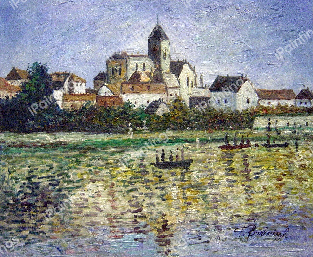 The Church At Vetheuil. The painting by Claude Monet