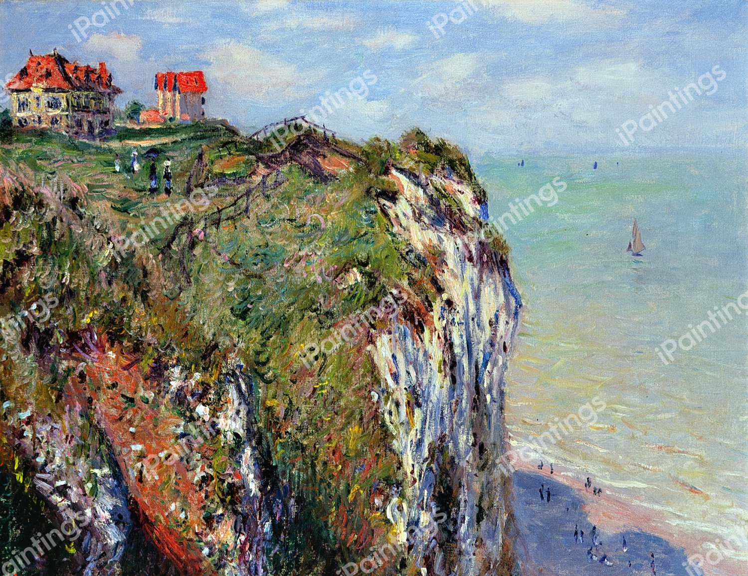 The Cliff at Dieppe. The painting by Claude Monet