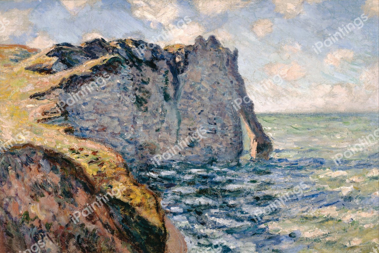 The Cliff of Aval, Etretat. The painting by Claude Monet