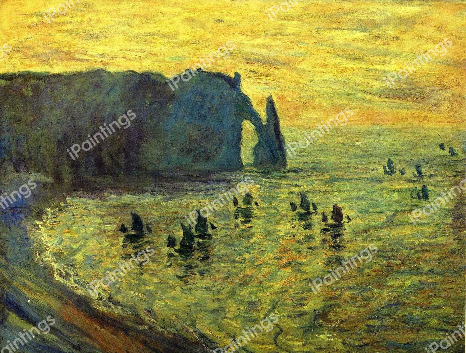 The Cliffs at Etretat. The painting by Claude Monet