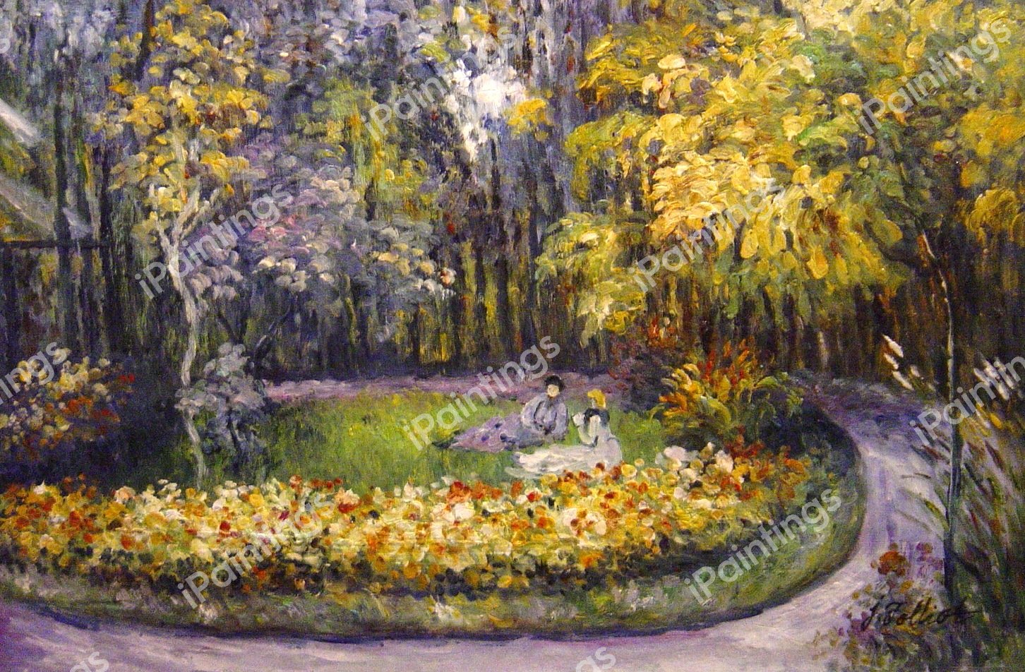 The Couple In The Garden. The painting by Claude Monet
