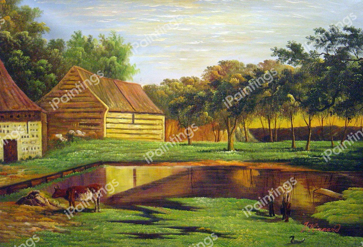 The Farm Courtyard In Normandy. The painting by Claude Monet