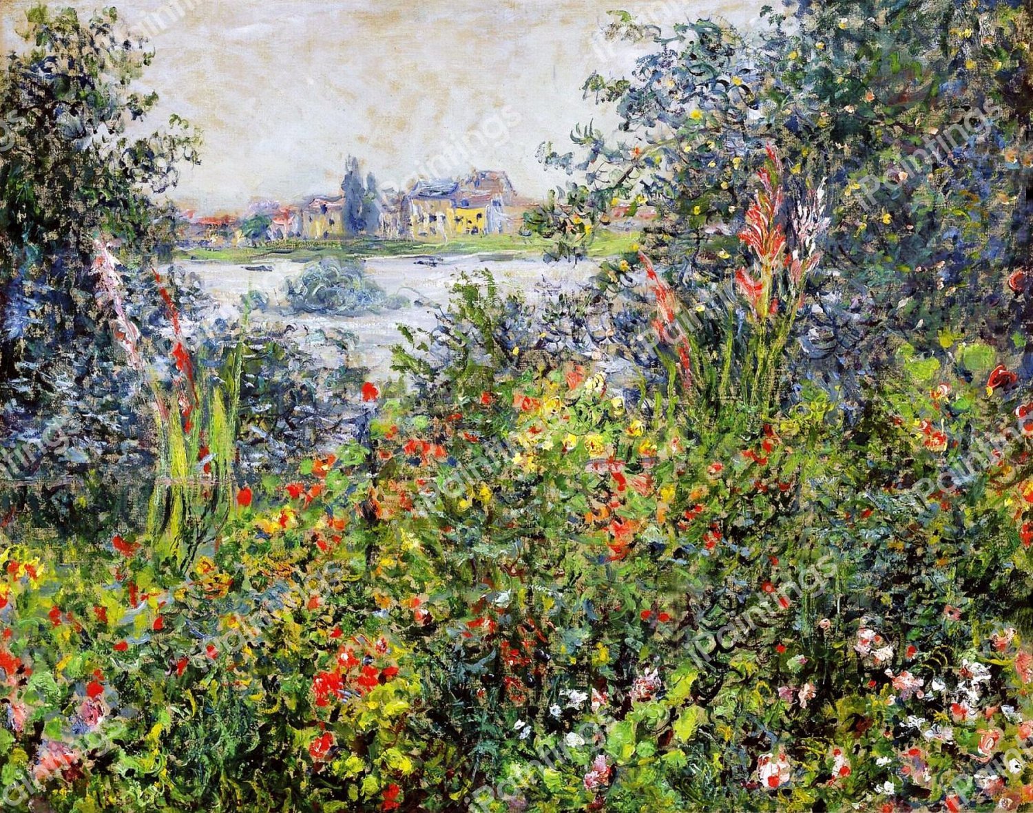 The Flowers at Vetheuil. The painting by Claude Monet