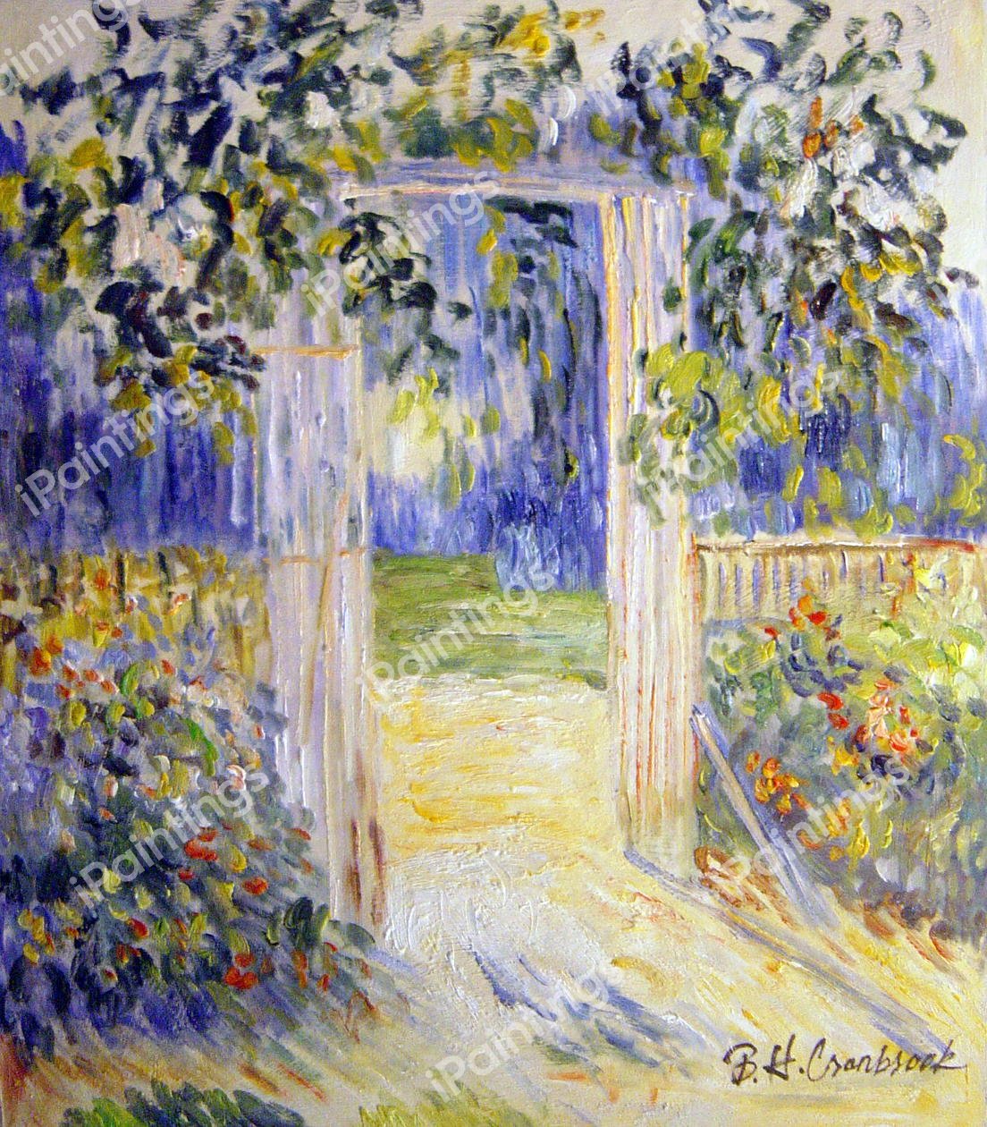 The Garden Gate. The painting by Claude Monet