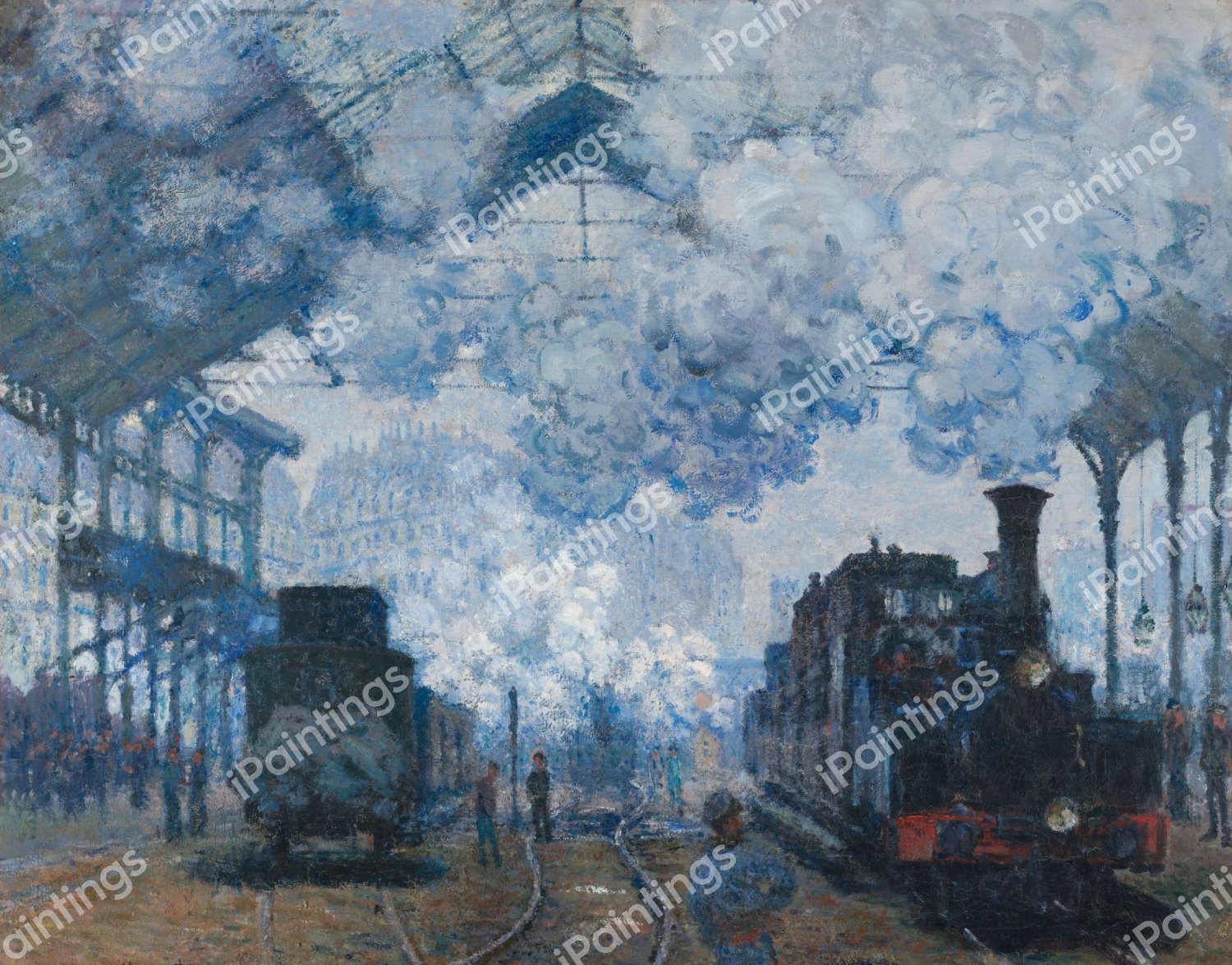 The Gare Saint-Lazare, Arrival Of A Train. The painting by Claude Monet