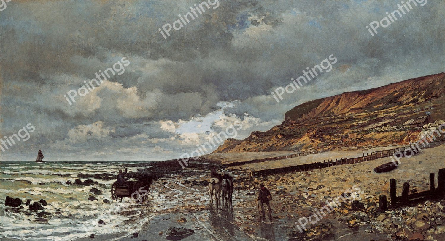 The Headland of the Heve at Low Tide. The painting by Claude Monet