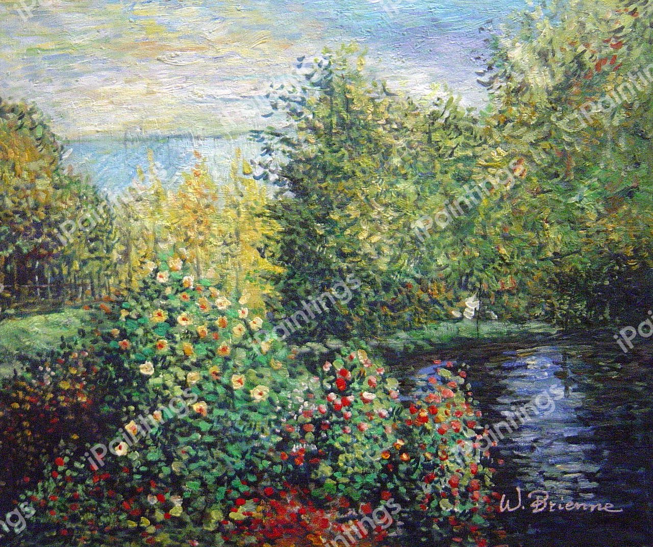 The Hoschedes&#39 Garden At Montgeron. The painting by Claude Monet