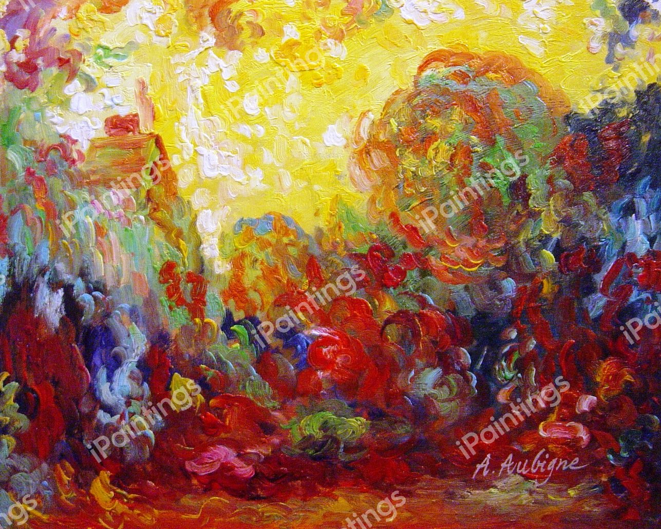 The House At Giverny. The painting by Claude Monet