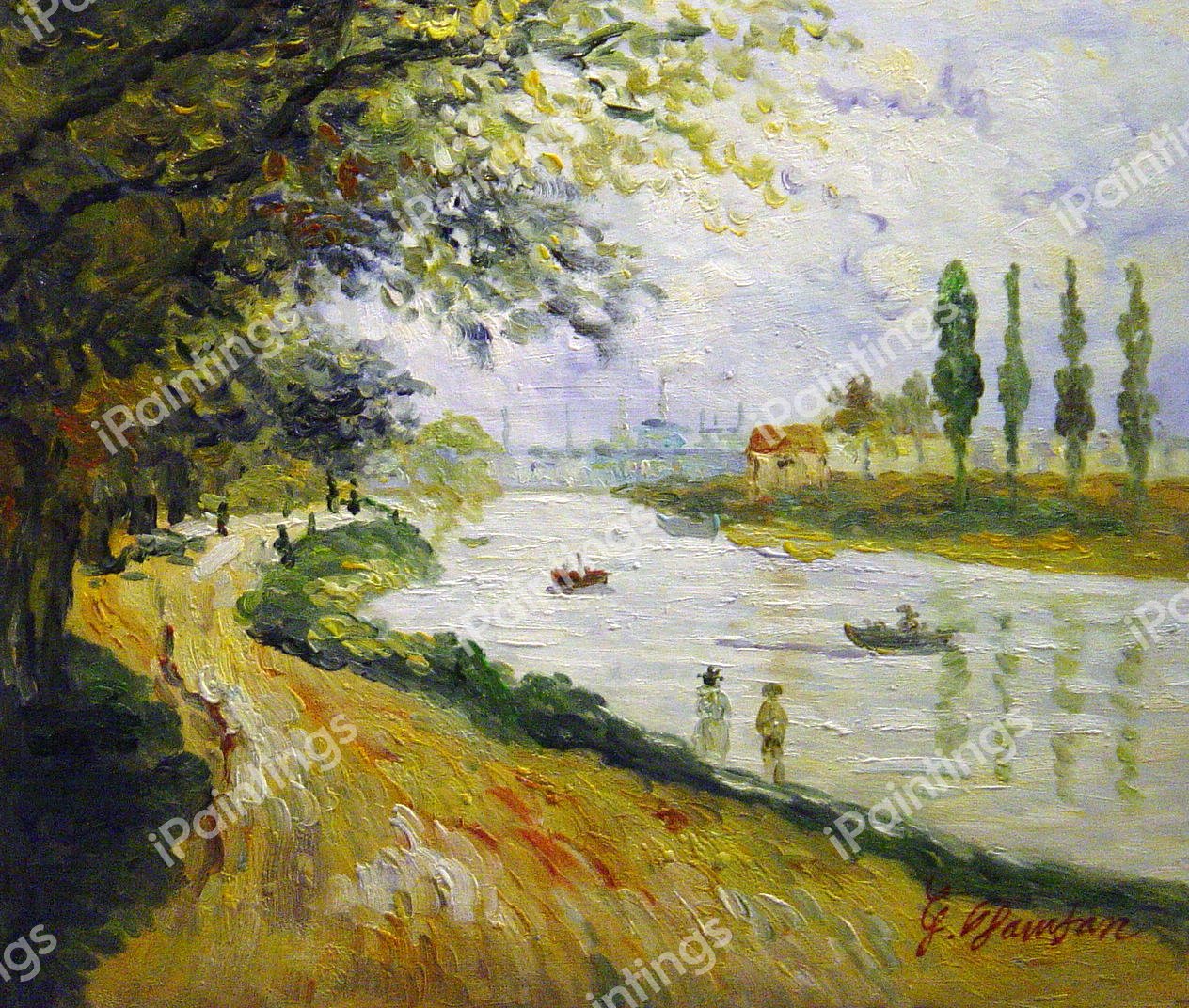 The Isle La Grande Jatte. The painting by Claude Monet