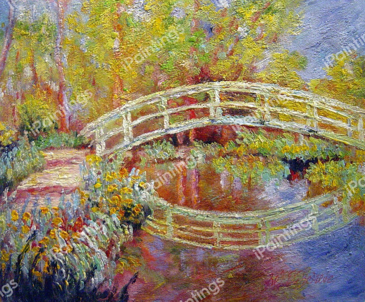 The Japanese Bridge At Giverny. The painting by Claude Monet