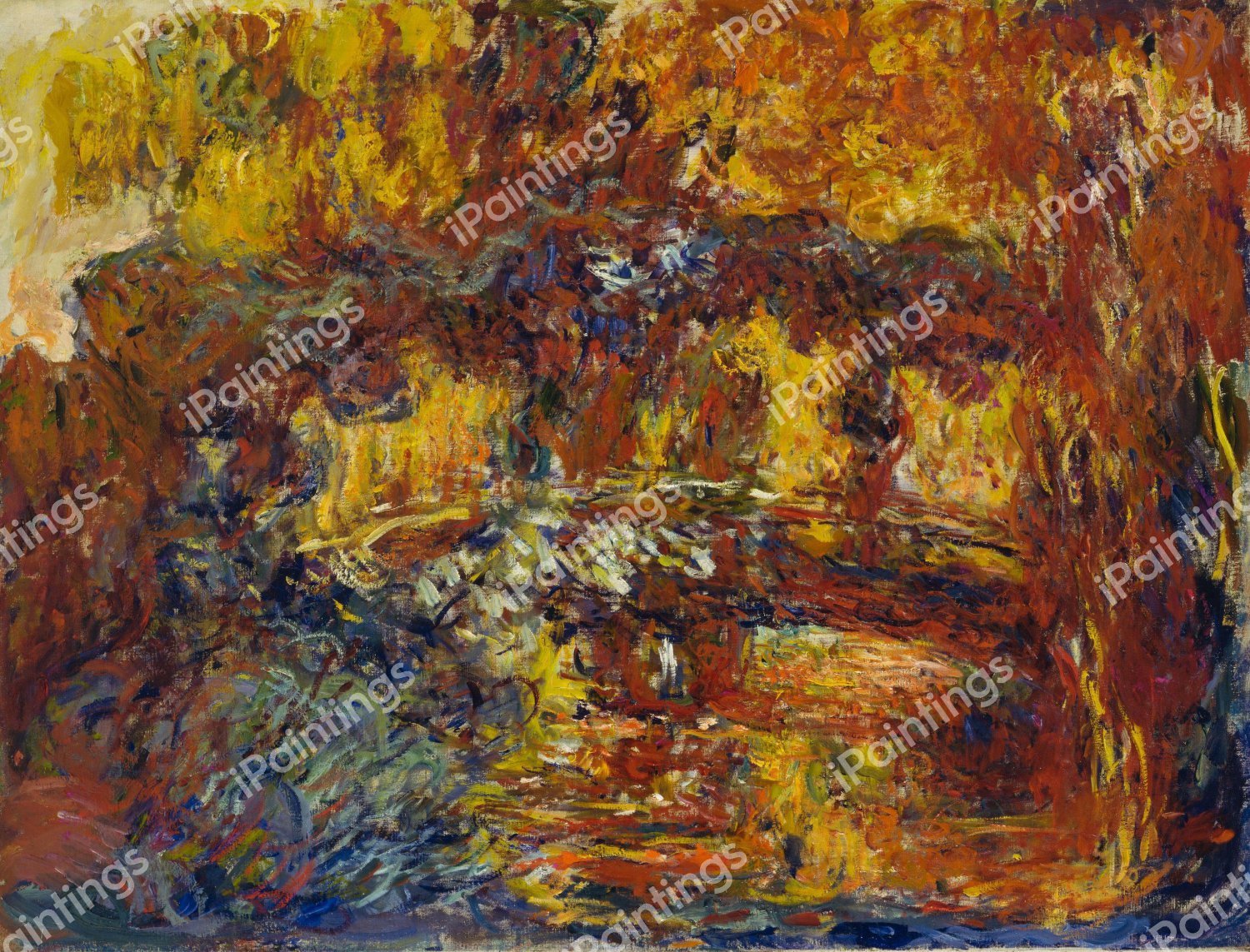 The Japanese Footbridge. The painting by Claude Monet