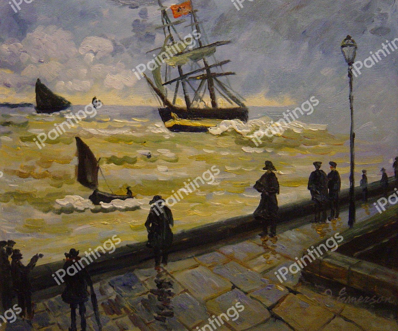 The Jetty Of Le Havre In Rough Weather. The painting by Claude Monet