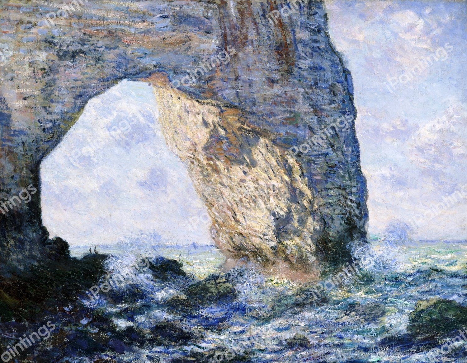 The Manneporte (Etretat). The painting by Claude Monet
