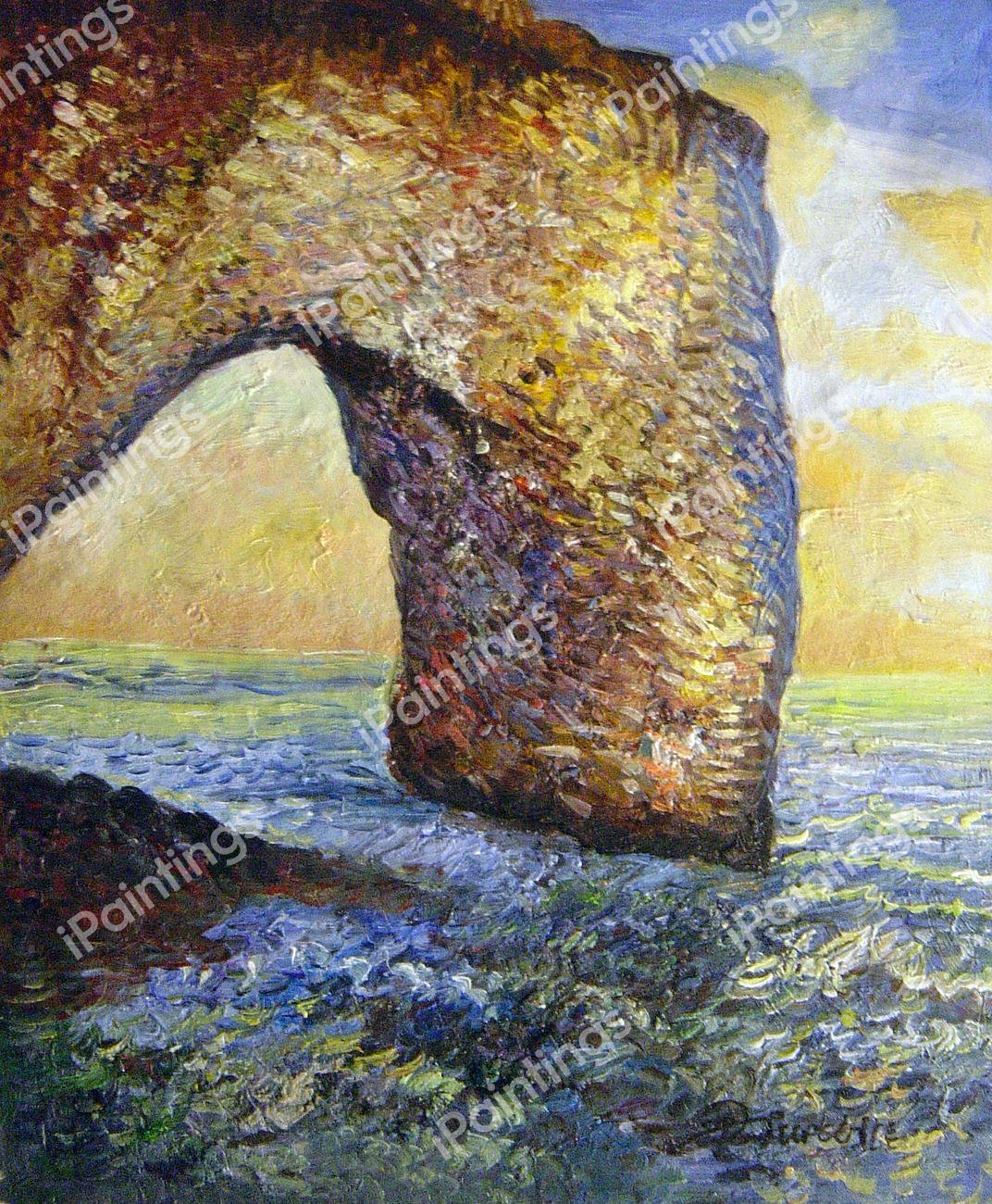 The Mannerportre Near Etretat. The painting by Claude Monet