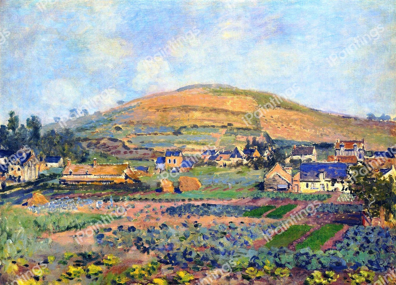 The Mount Riboudet in Rouen at Spring. The painting by Claude Monet
