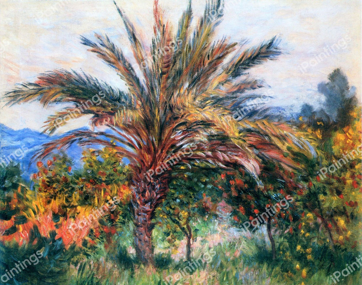 The Palm Tree at Bordighera. The painting by Claude Monet