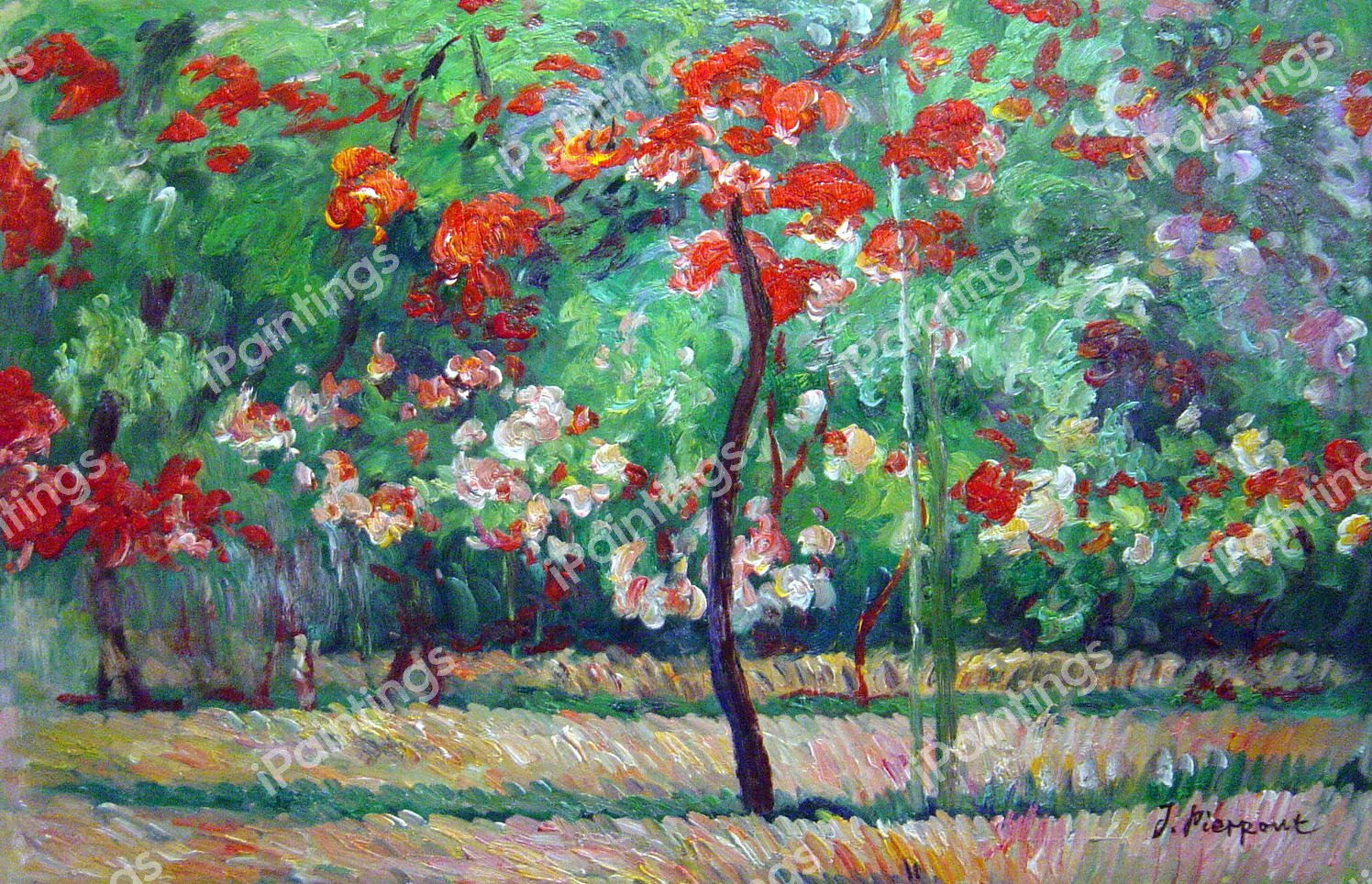 The Peony Garden. The painting by Claude Monet