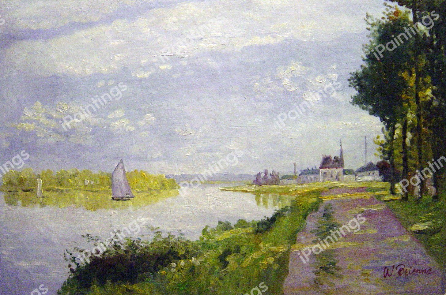 The Promenade At Argenteuil. The painting by Claude Monet