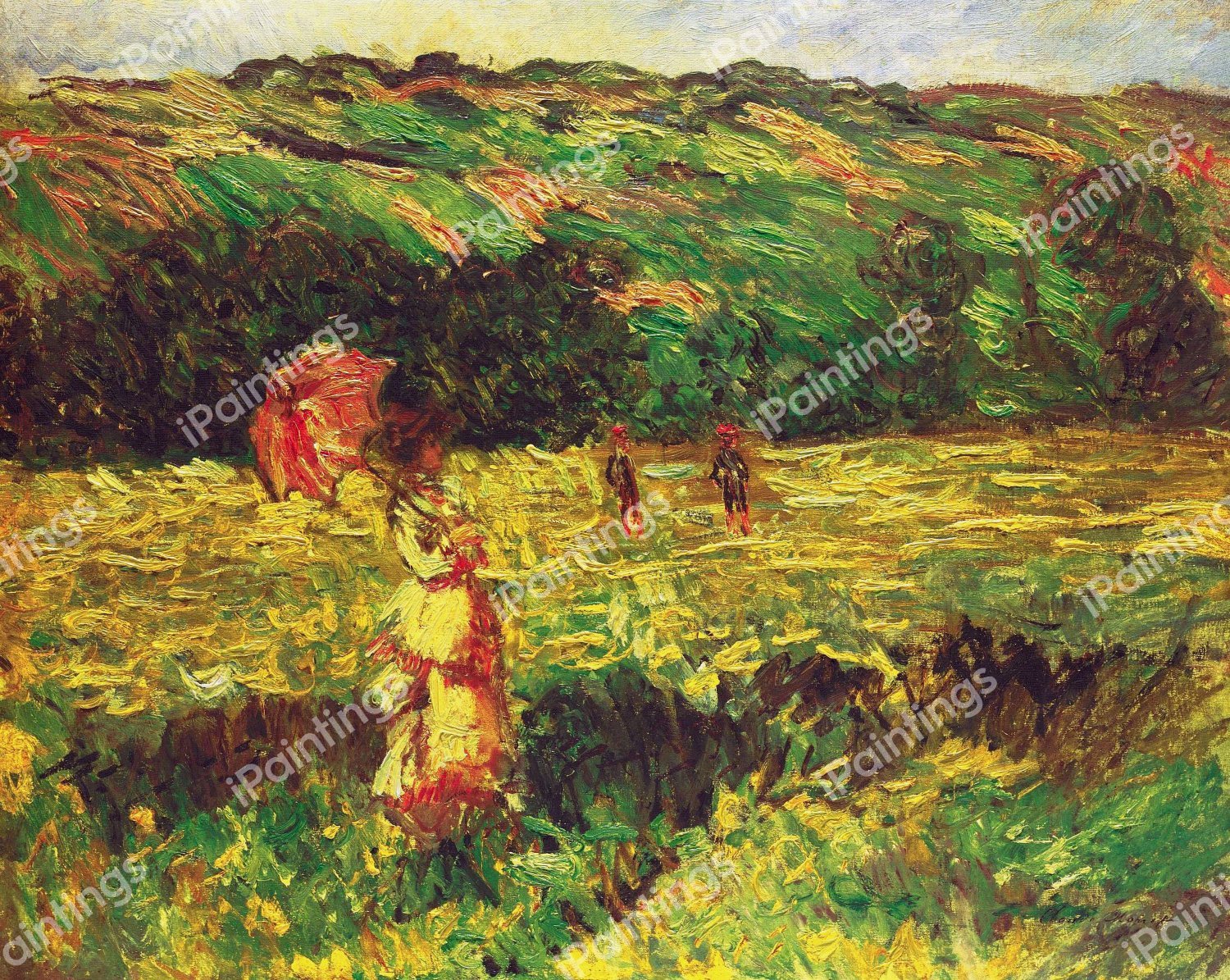 The Promenade near Limetz. The painting by Claude Monet