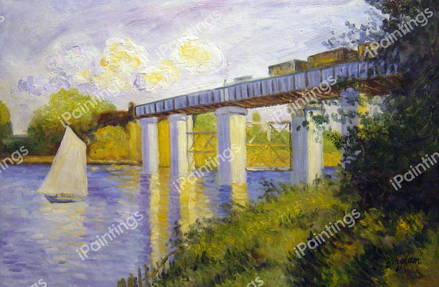 The Railway Bridge At Argenteuil. The painting by Claude Monet