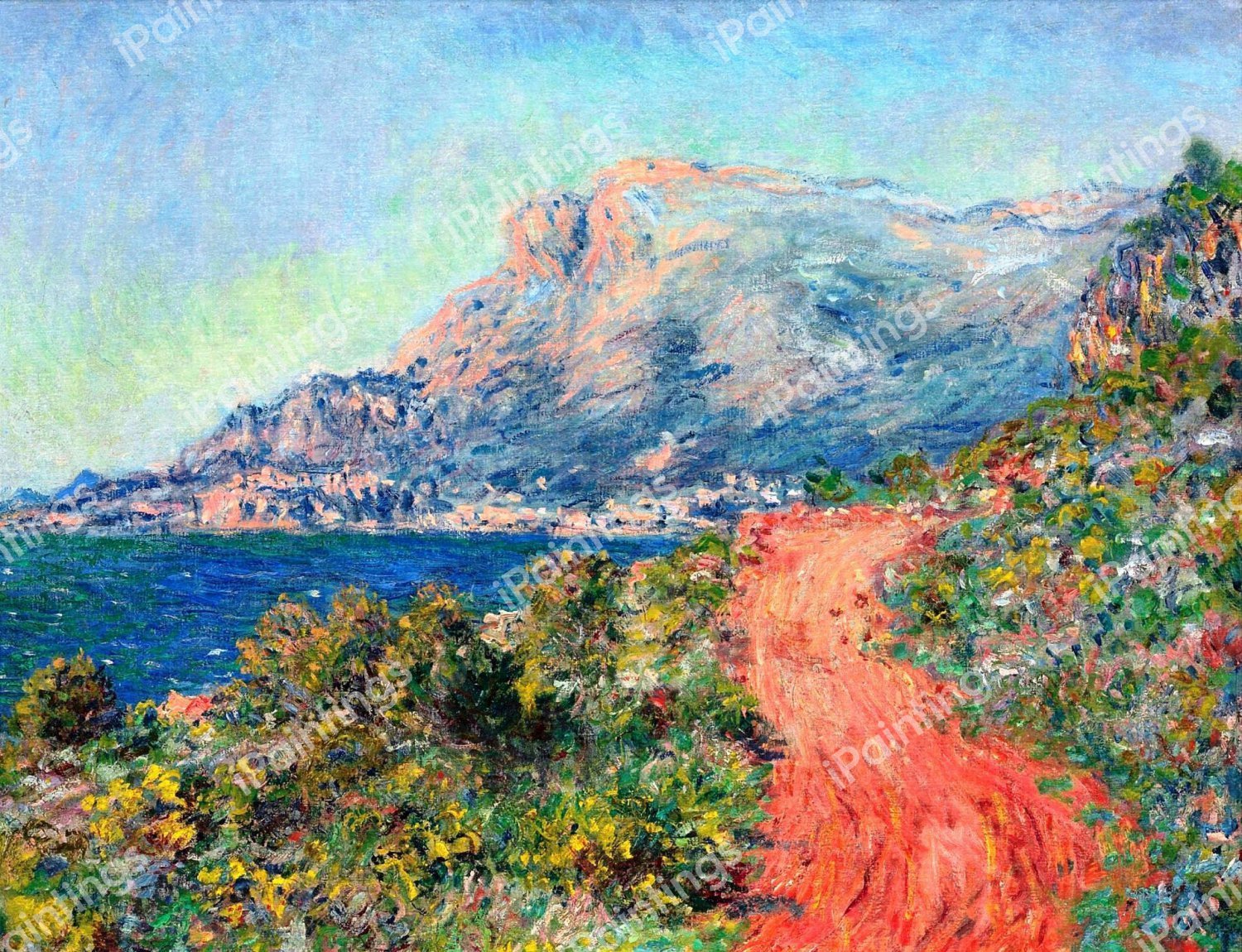 The Red Road near Menton. The painting by Claude Monet
